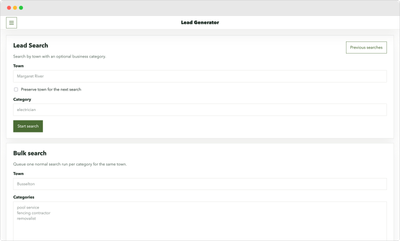 Lead Generator internal prospecting and lead management application